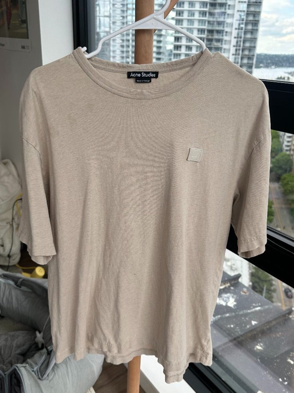 Acne Studios Sand Face Patch Logo Tee Size M 100% Cotton Portugal
